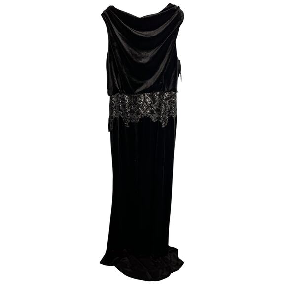 NWT Tadashi Shoji Josepha Dress Size 16 Black Velvet Gown - Picture 5 of 10